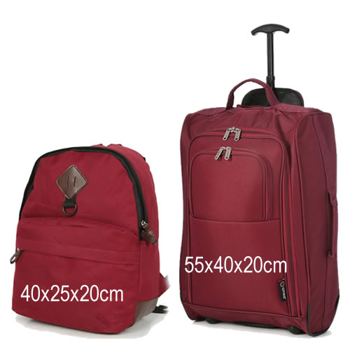 Priority Backpack Set 55x40x20 & 40x25x20cm Burgundy